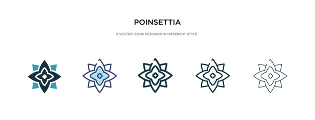 poinsettia icon in different style vector illustration. two colored and black poinsettia vector icons designed in filled, outline, line and stroke style can be used for web, mobile, ui