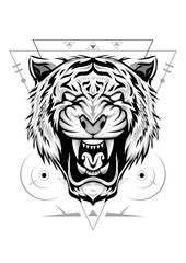 tiger anger. line art tiger logo