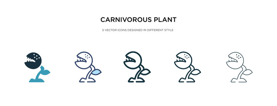 carnivorous plant icon in different style vector illustration. two colored and black carnivorous plant vector icons designed in filled, outline, line and stroke style can be used for web, mobile, ui