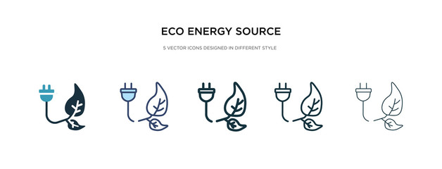 eco energy source icon in different style vector illustration. two colored and black eco energy source vector icons designed in filled, outline, line and stroke style can be used for web, mobile, ui