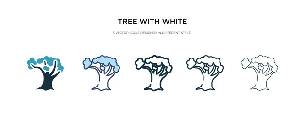 tree with white foliage icon in different style vector illustration. two colored and black tree with white foliage vector icons designed in filled, outline, line and stroke style can be used for