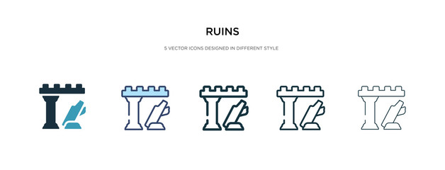 ruins icon in different style vector illustration. two colored and black ruins vector icons designed in filled, outline, line and stroke style can be used for web, mobile, ui