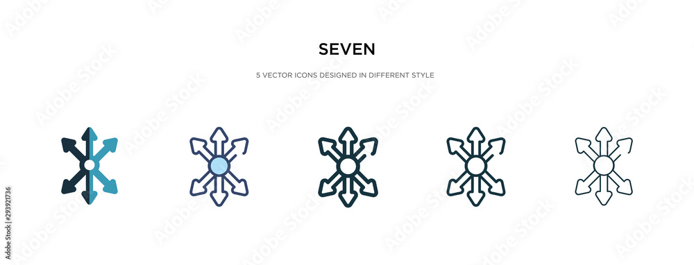 Wall mural seven icon in different style vector illustration. two colored and black seven vector icons designed in filled, outline, line and stroke style can be used for web, mobile, ui