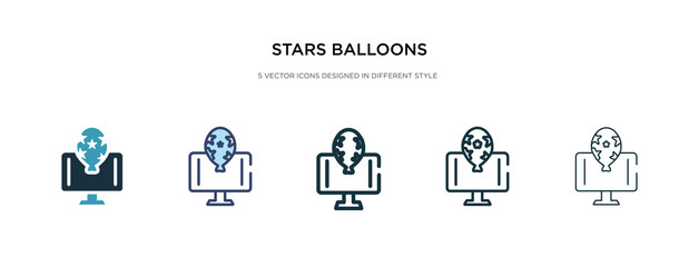 stars balloons icon in different style vector illustration. two colored and black stars balloons vector icons designed in filled, outline, line and stroke style can be used for web, mobile, ui