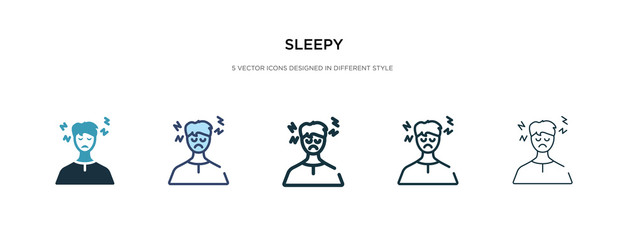 sleepy icon in different style vector illustration. two colored and black sleepy vector icons designed in filled, outline, line and stroke style can be used for web, mobile, ui