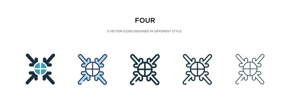 four icon in different style vector illustration. two colored and black four vector icons designed in filled, outline, line and stroke style can be used for web, mobile, ui