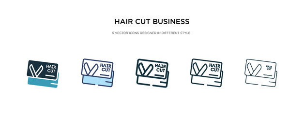 hair cut business card icon in different style vector illustration. two colored and black hair cut business card vector icons designed in filled, outline, line and stroke style can be used for web,