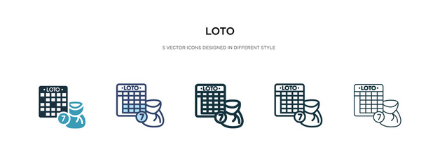 loto icon in different style vector illustration. two colored and black loto vector icons designed in filled, outline, line and stroke style can be used for web, mobile, ui