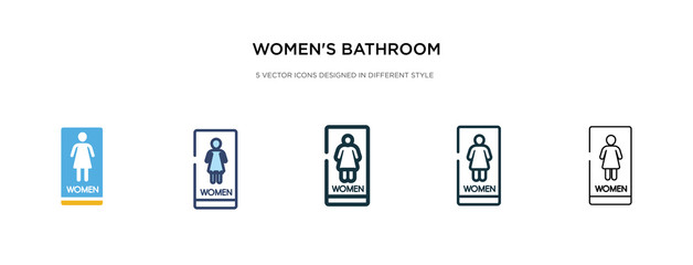 women's bathroom icon in different style vector illustration. two colored and black women's bathroom vector icons designed in filled, outline, line and stroke style can be used for web, mobile, ui