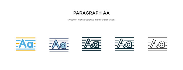 paragraph aa icon in different style vector illustration. two colored and black paragraph aa vector icons designed in filled, outline, line and stroke style can be used for web, mobile, ui