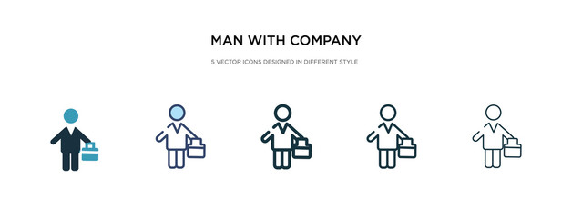 man with company icon in different style vector illustration. two colored and black man with company vector icons designed in filled, outline, line and stroke style can be used for web, mobile, ui