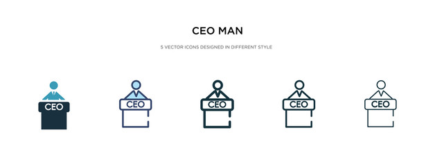 ceo man icon in different style vector illustration. two colored and black ceo man vector icons designed in filled, outline, line and stroke style can be used for web, mobile, ui - obrazy, fototapety, plakaty