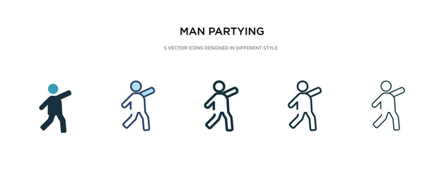 man partying icon in different style vector illustration. two colored and black man partying vector icons designed in filled, outline, line and stroke style can be used for web, mobile, ui