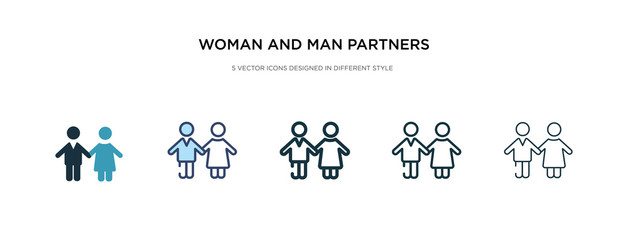 woman and man partners icon in different style vector illustration. two colored and black woman and man partners vector icons designed in filled, outline, line stroke style can be used for web,