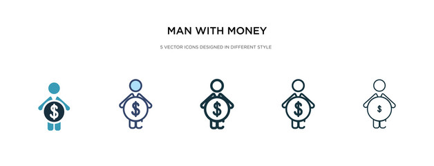man with money icon in different style vector illustration. two colored and black man with money vector icons designed in filled, outline, line and stroke style can be used for web, mobile, ui