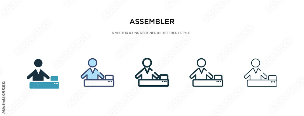 Poster assembler icon in different style vector illustration. two colored and black assembler vector icons 