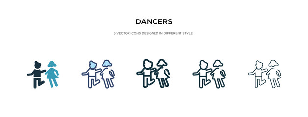 dancers icon in different style vector illustration. two colored and black dancers vector icons designed in filled, outline, line and stroke style can be used for web, mobile, ui