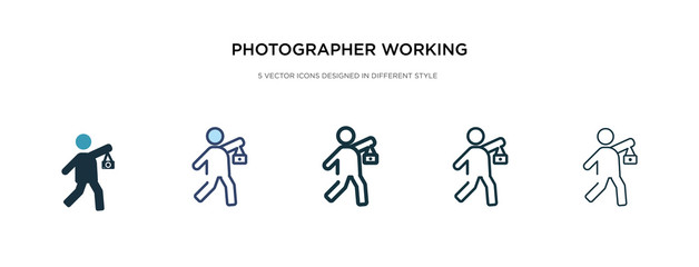 photographer working icon in different style vector illustration. two colored and black photographer working vector icons designed in filled, outline, line and stroke style can be used for web,