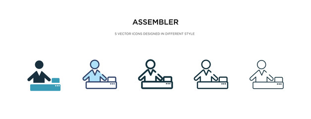 assembler icon in different style vector illustration. two colored and black assembler vector icons designed in filled, outline, line and stroke style can be used for web, mobile, ui