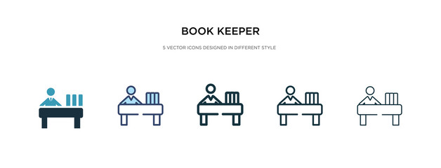 book keeper icon in different style vector illustration. two colored and black book keeper vector icons designed in filled, outline, line and stroke style can be used for web, mobile, ui