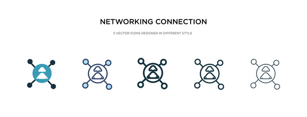 networking connection icon in different style vector illustration. two colored and black networking connection vector icons designed in filled, outline, line and stroke style can be used for web,