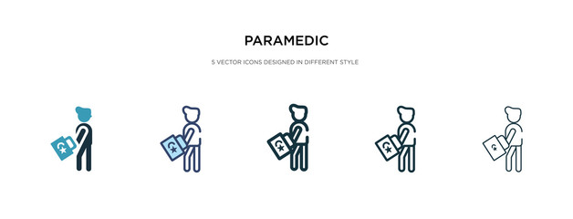 paramedic icon in different style vector illustration. two colored and black paramedic vector icons designed in filled, outline, line and stroke style can be used for web, mobile, ui