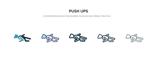 push ups icon in different style vector illustration. two colored and black push ups vector icons designed in filled, outline, line and stroke style can be used for web, mobile, ui