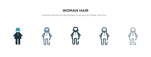 woman hair icon in different style vector illustration. two colored and black woman hair vector icons designed in filled, outline, line and stroke style can be used for web, mobile, ui