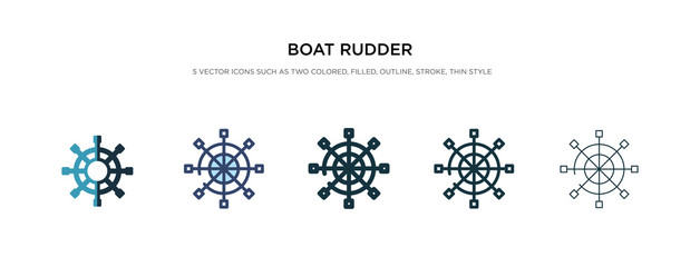 boat rudder icon in different style vector illustration. two colored and black boat rudder vector icons designed in filled, outline, line and stroke style can be used for web, mobile, ui © zaurrahimov