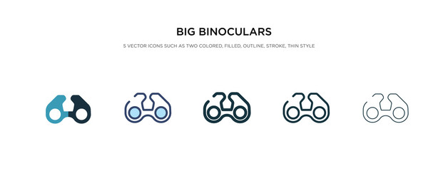 big binoculars icon in different style vector illustration. two colored and black big binoculars vector icons designed in filled, outline, line and stroke style can be used for web, mobile, ui © zaurrahimov