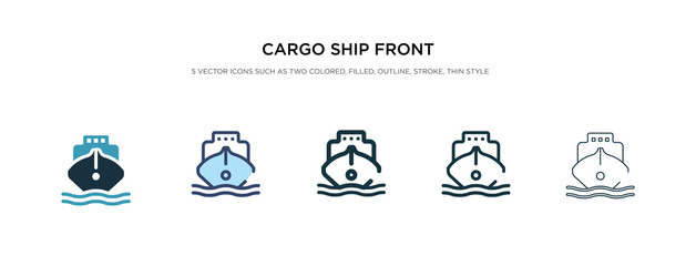cargo ship front view icon in different style vector illustration. two colored and black cargo ship front view vector icons designed in filled, outline, line and stroke style can be used for web,