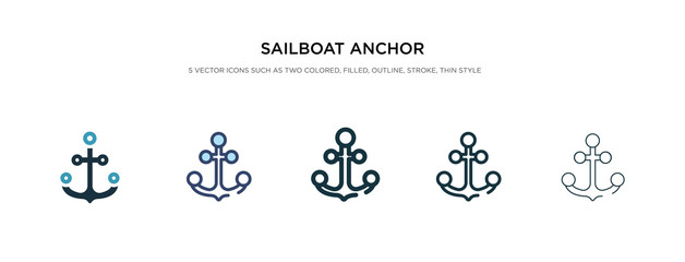 sailboat anchor icon in different style vector illustration. two colored and black sailboat anchor vector icons designed in filled, outline, line and stroke style can be used for web, mobile, ui