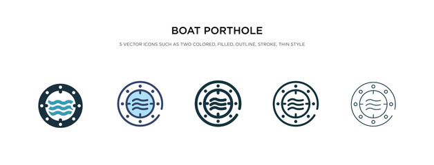 boat porthole icon in different style vector illustration. two colored and black boat porthole vector icons designed in filled, outline, line and stroke style can be used for web, mobile, ui