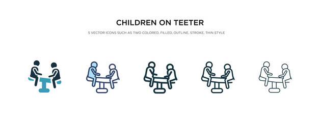 children on teeter totter icon in different style vector illustration. two colored and black children on teeter totter vector icons designed in filled, outline, line and stroke style can be used for