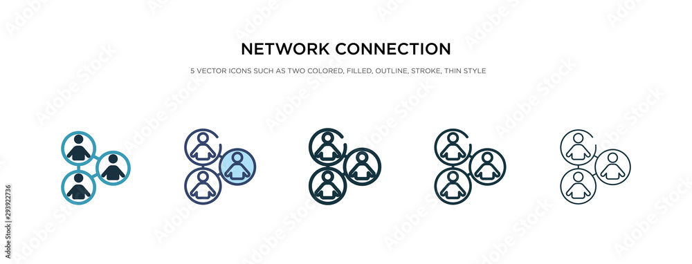 Sticker network connection icon in different style vector illustration. two colored and black network connec