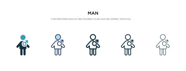 man icon in different style vector illustration. two colored and black man vector icons designed in filled, outline, line and stroke style can be used for web, mobile, ui