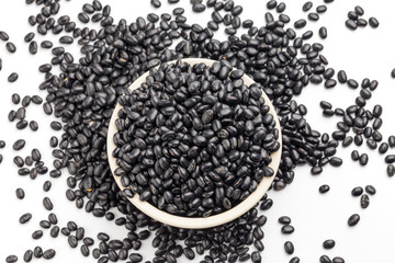 Black beans on a white background