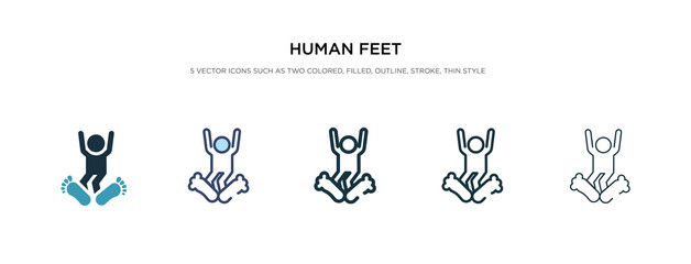 human feet icon in different style vector illustration. two colored and black human feet vector icons designed in filled, outline, line and stroke style can be used for web, mobile, ui