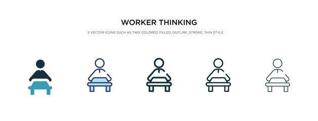 worker thinking icon in different style vector illustration. two colored and black worker thinking vector icons designed in filled, outline, line and stroke style can be used for web, mobile, ui