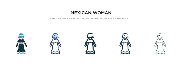 mexican woman icon in different style vector illustration. two colored and black mexican woman vector icons designed in filled, outline, line and stroke style can be used for web, mobile, ui
