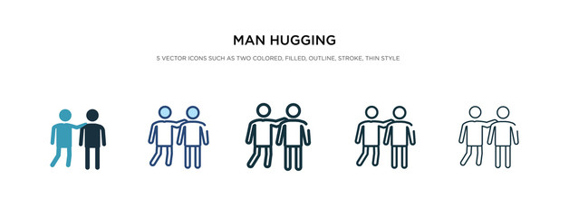 man hugging icon in different style vector illustration. two colored and black man hugging vector icons designed in filled, outline, line and stroke style can be used for web, mobile, ui
