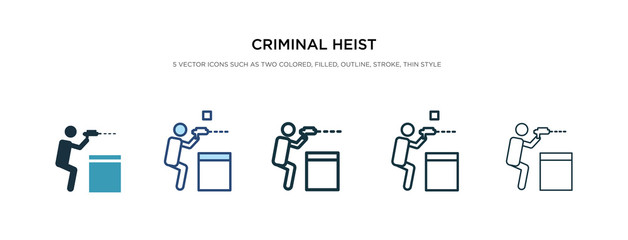 criminal heist icon in different style vector illustration. two colored and black criminal heist vector icons designed in filled, outline, line and stroke style can be used for web, mobile, ui
