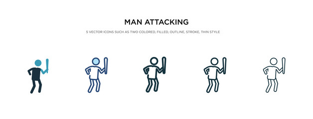 man attacking icon in different style vector illustration. two colored and black man attacking vector icons designed in filled, outline, line and stroke style can be used for web, mobile, ui