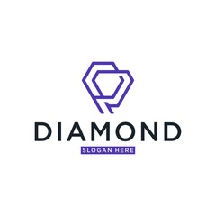 Letter Diamond Logo Design, Jewelry Line Design Logo, Diamond Line Icon