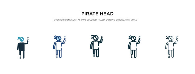 pirate head icon in different style vector illustration. two colored and black pirate head vector icons designed in filled, outline, line and stroke style can be used for web, mobile, ui