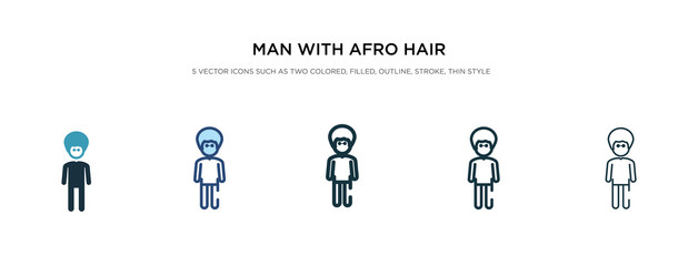 man with afro hair style icon in different style vector illustration. two colored and black man with afro hair style vector icons designed in filled, outline, line and stroke can be used for web,