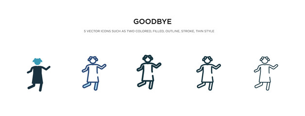 goodbye icon in different style vector illustration. two colored and black goodbye vector icons designed in filled, outline, line and stroke style can be used for web, mobile, ui
