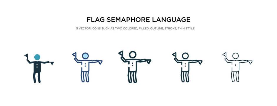 flag semaphore language icon in different style vector illustration. two colored and black flag semaphore language vector icons designed in filled, outline, line and stroke style can be used for