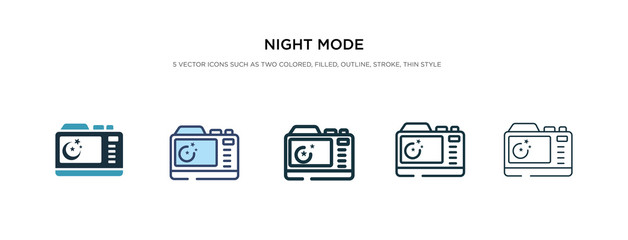 night mode icon in different style vector illustration. two colored and black night mode vector icons designed in filled, outline, line and stroke style can be used for web, mobile, ui