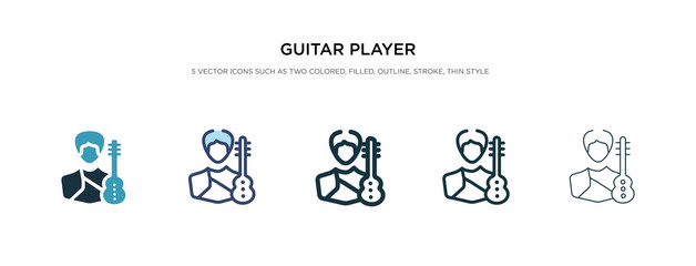 guitar player icon in different style vector illustration. two colored and black guitar player vector icons designed in filled, outline, line and stroke style can be used for web, mobile, ui